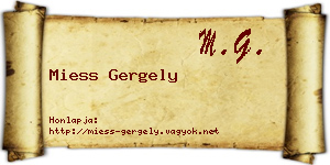 Miess Gergely névjegykártya